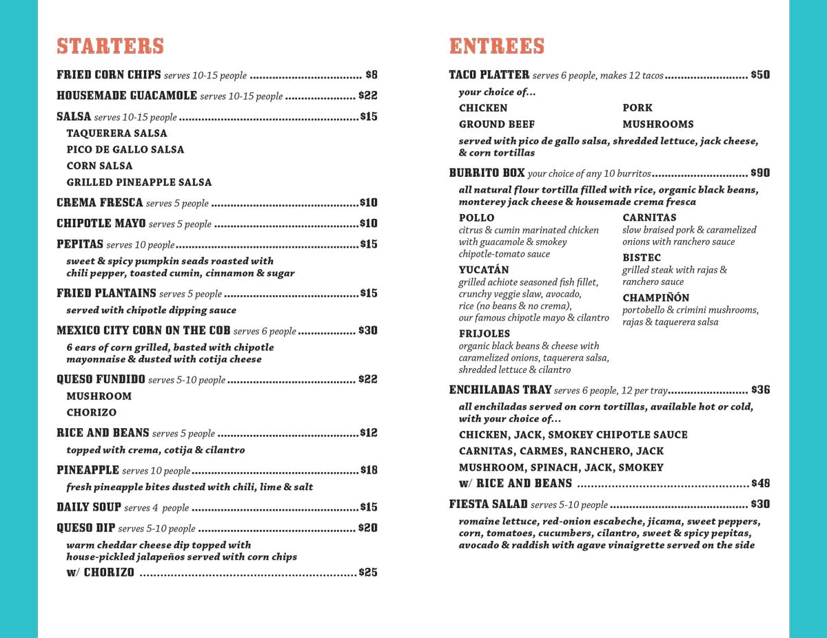 el rayo catering menu p2 portland maine